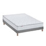 Voir la diapositive 1 : IDLITERIE Ensemble matelas ressorts ASTRE + sommier kit gris à lattes flexibles 140 x 200 cm