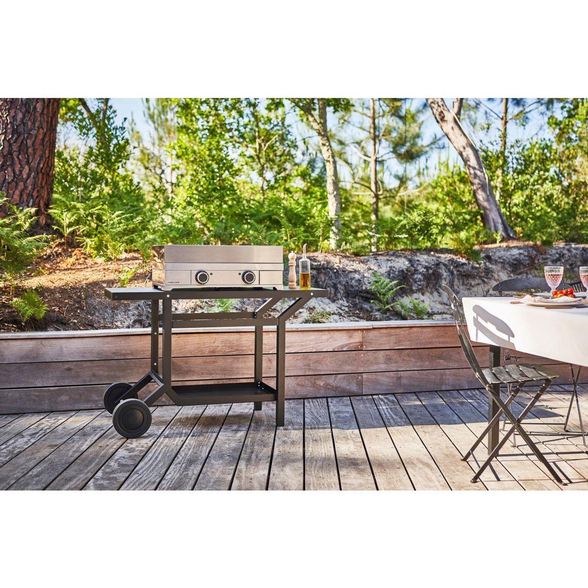Voir la diapositive 5 : FORGE ADOUR Couvercle plancha INOX MODERN 60 CHARNIERES