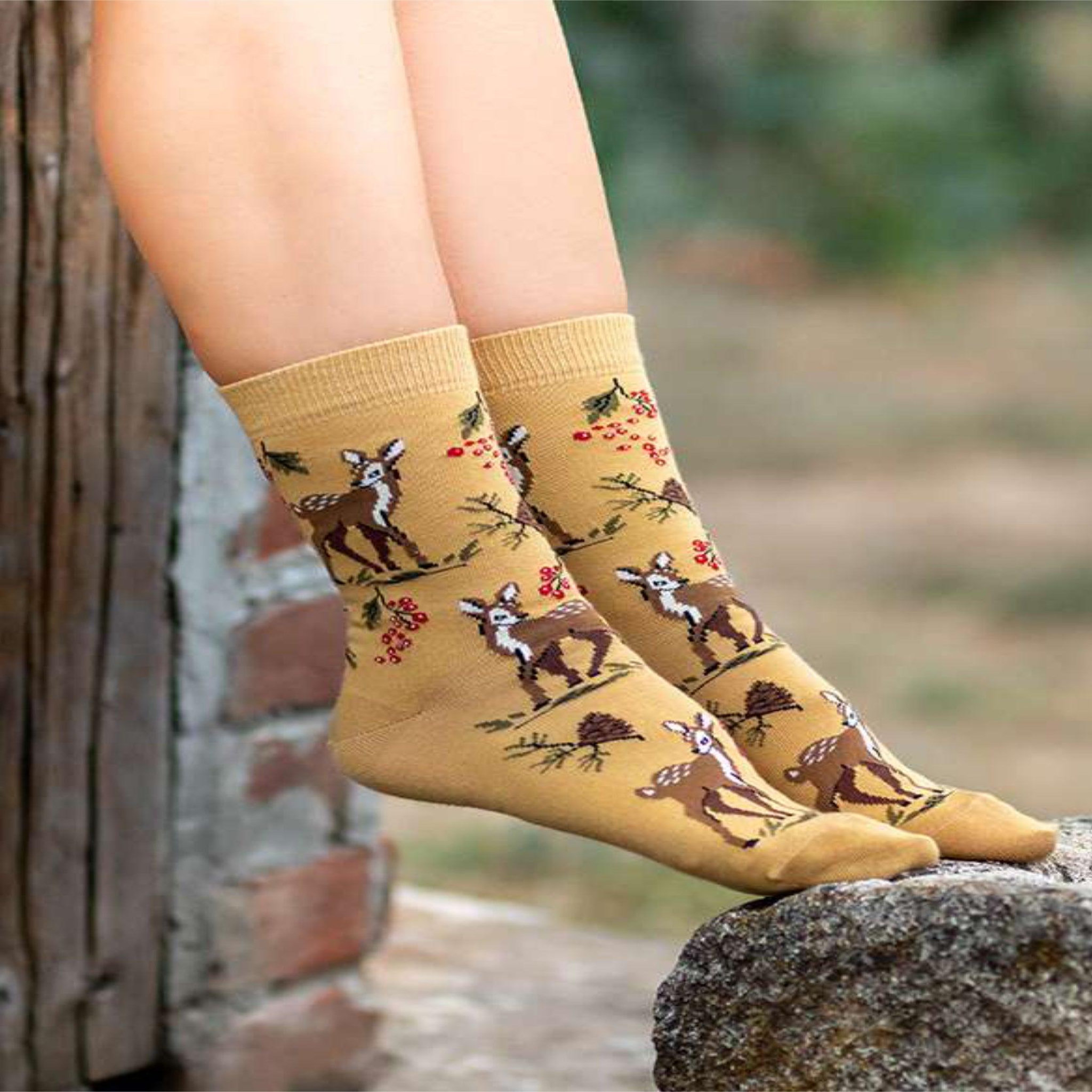 Voir la diapositive 2 : PIRIN HILL Chaussettes coton bio automne cerfs
