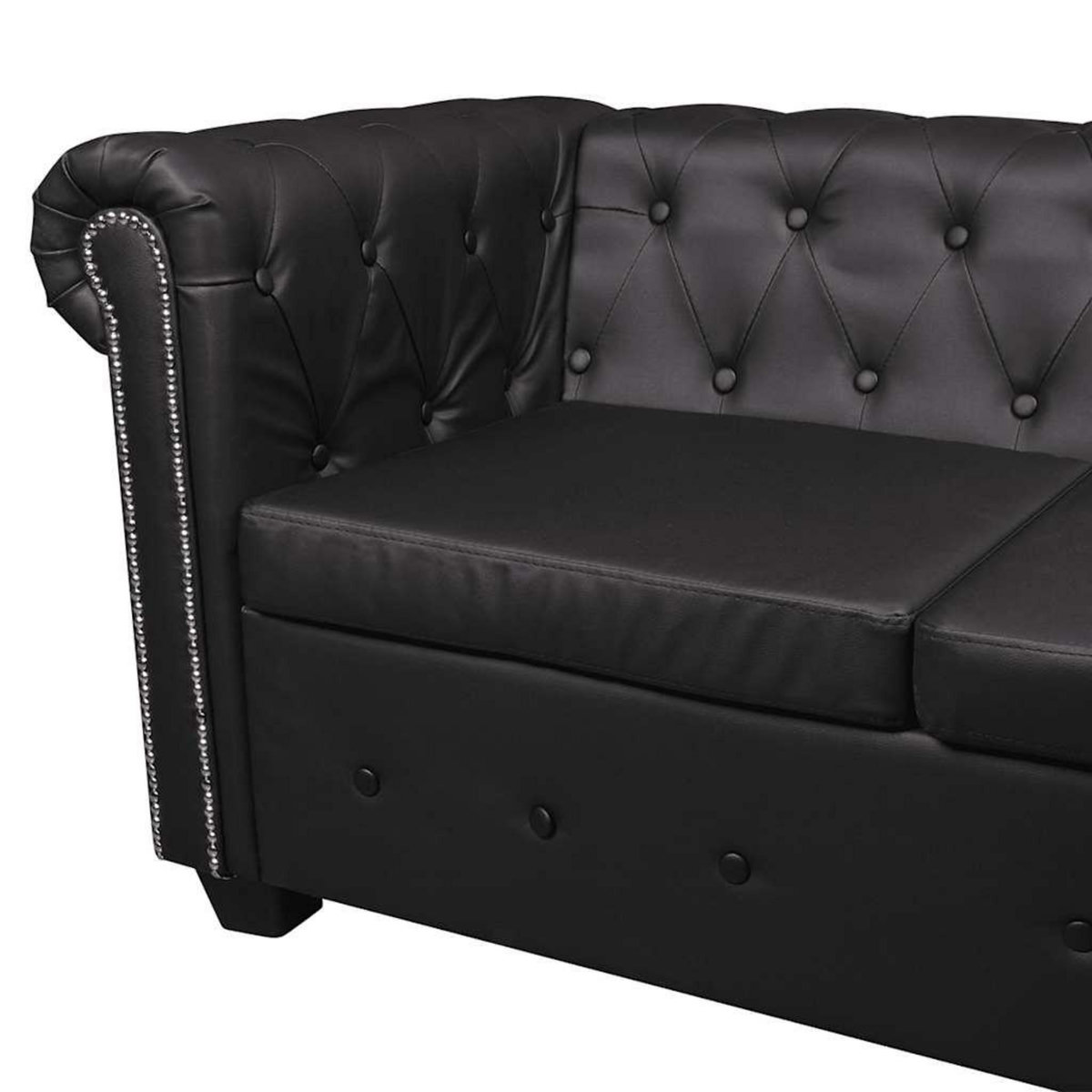 VIDAXL Canape d'angle Chesterfield 5 places Cuir synthetique Noir