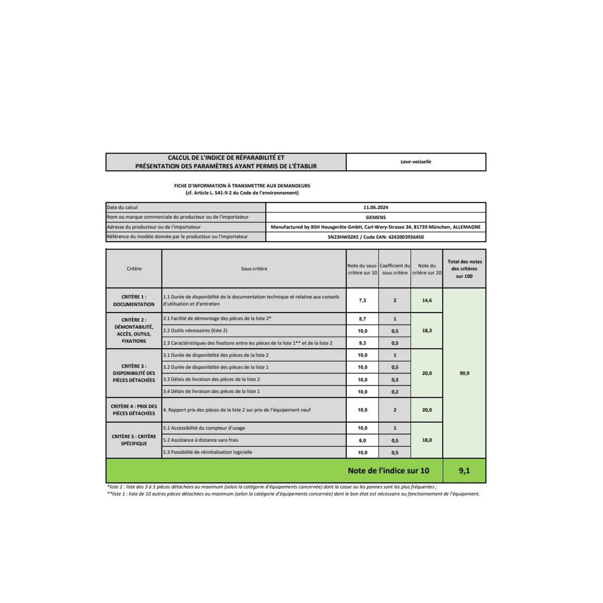 Siemens Lave-vaisselle 13 couverts 42db - SN23HW02KE