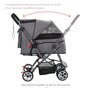 Voir la diapositive 6 : PAWHUT Poussette buggy pliable chien chat panier et sac de rangement attaches sécurité housse réglable poignée réversible acier Oxford gris chiné noir
