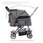 Voir la diapositive 6 : PAWHUT Poussette buggy pliable chien chat panier et sac de rangement attaches sécurité housse réglable poignée réversible acier Oxford gris chiné noir