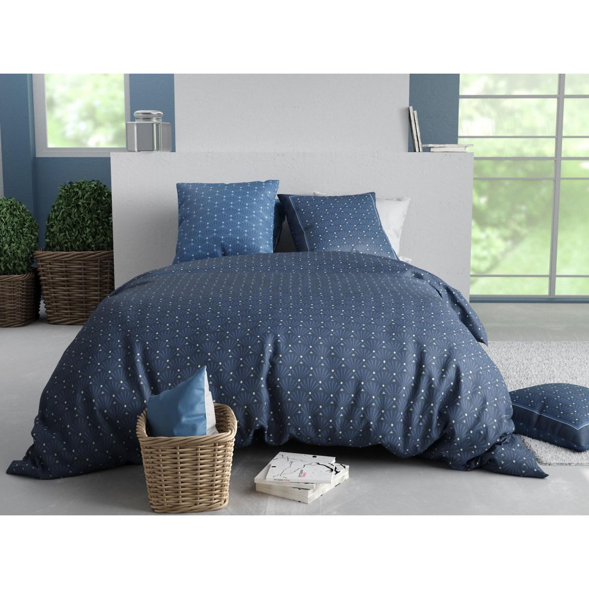 ATELIER DU COTON Parure Housse De Couette 100% Coton 57fils Azura