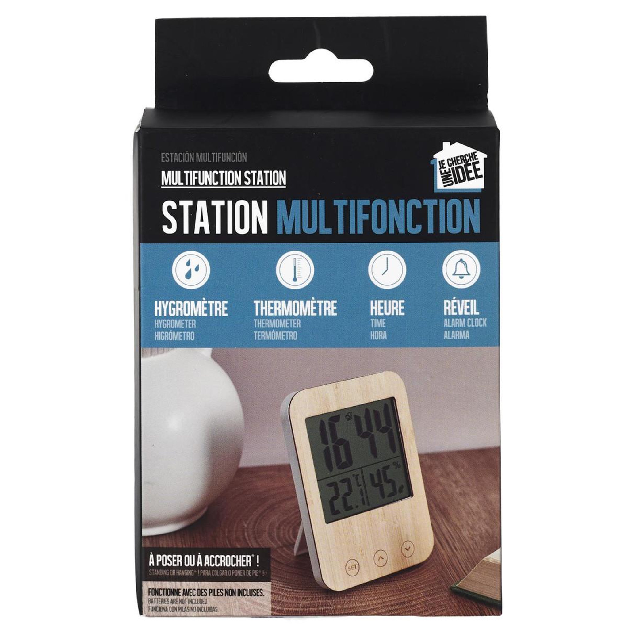 Voir la diapositive 6 : Je cherche une idee Réveil station météo  multifonction  12cm naturel
