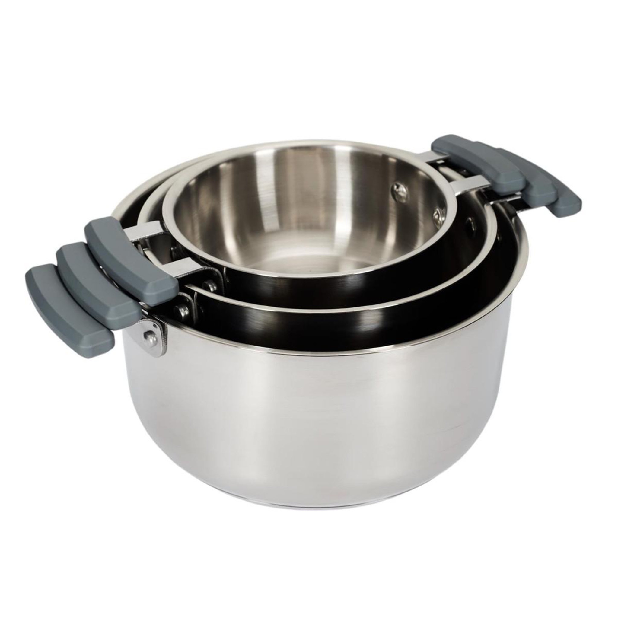 Voir la diapositive 5 : COOK CONCEPT Lot de 3 faitouts en inox  empilable  25cm argent