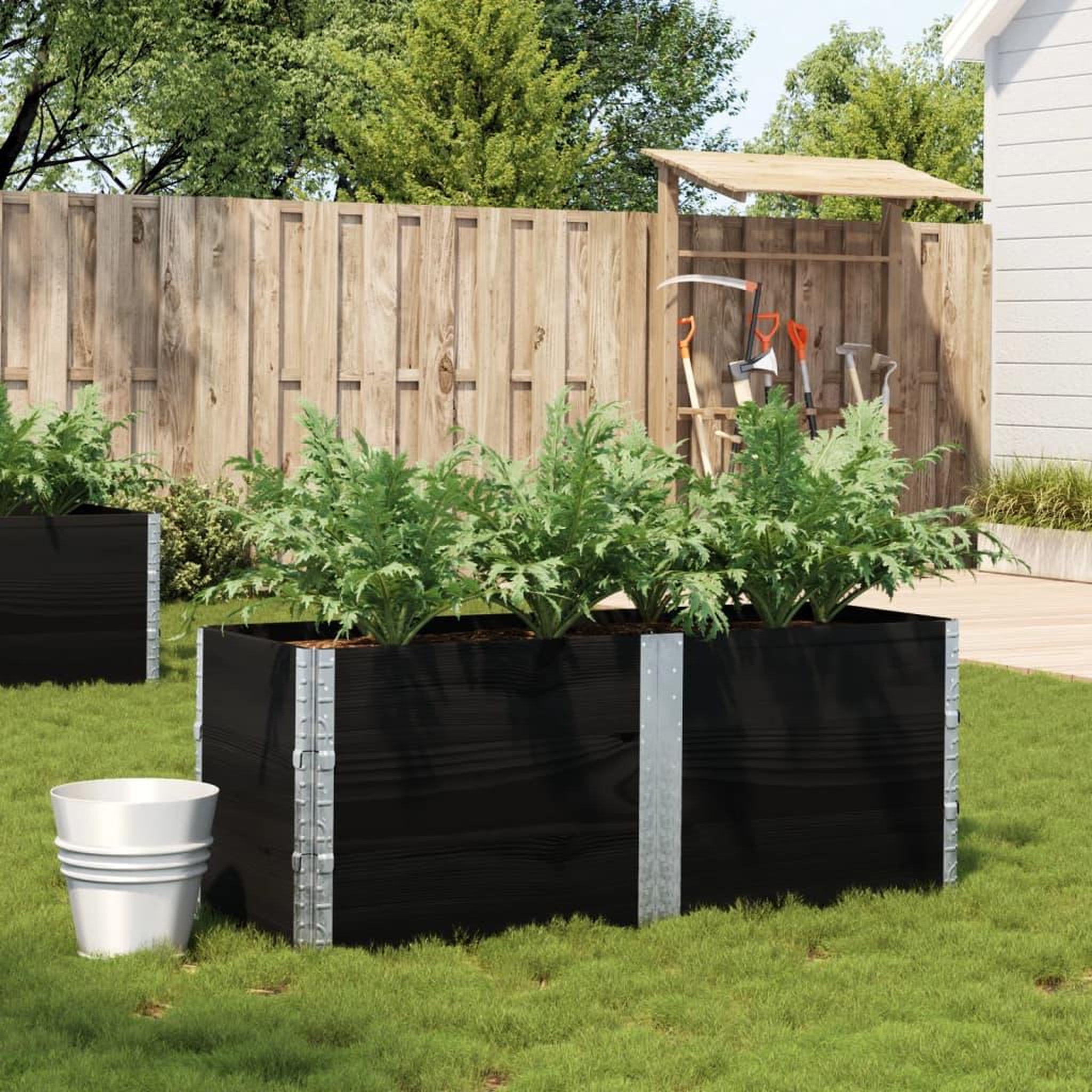 VIDAXL Jardiniere noir 150x50 cm bois massif de pin