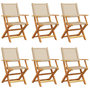 Voir la diapositive 2 : VIDAXL Chaises de jardin pliantes lot de 6 beige rotin et bois massif