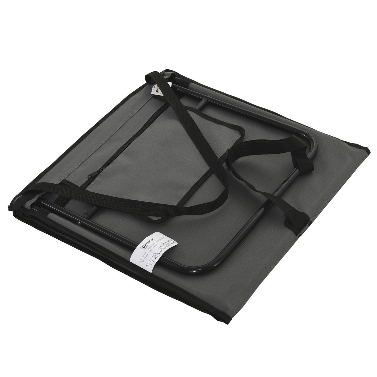 OUTSUNNY Lot de 2 tapis de plage rembourrés pliables - matelas de plage - dossier inclinable, rangement - métal polyester gris