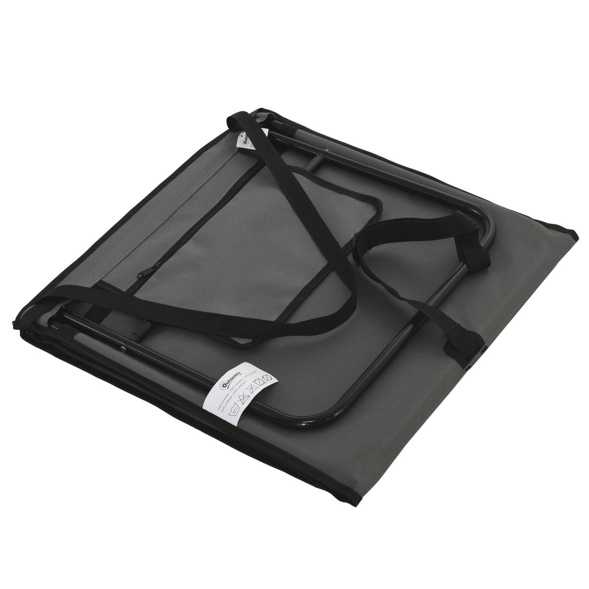 OUTSUNNY Lot de 2 tapis de plage rembourrés pliables - matelas de plage - dossier inclinable, rangement - métal polyester gris