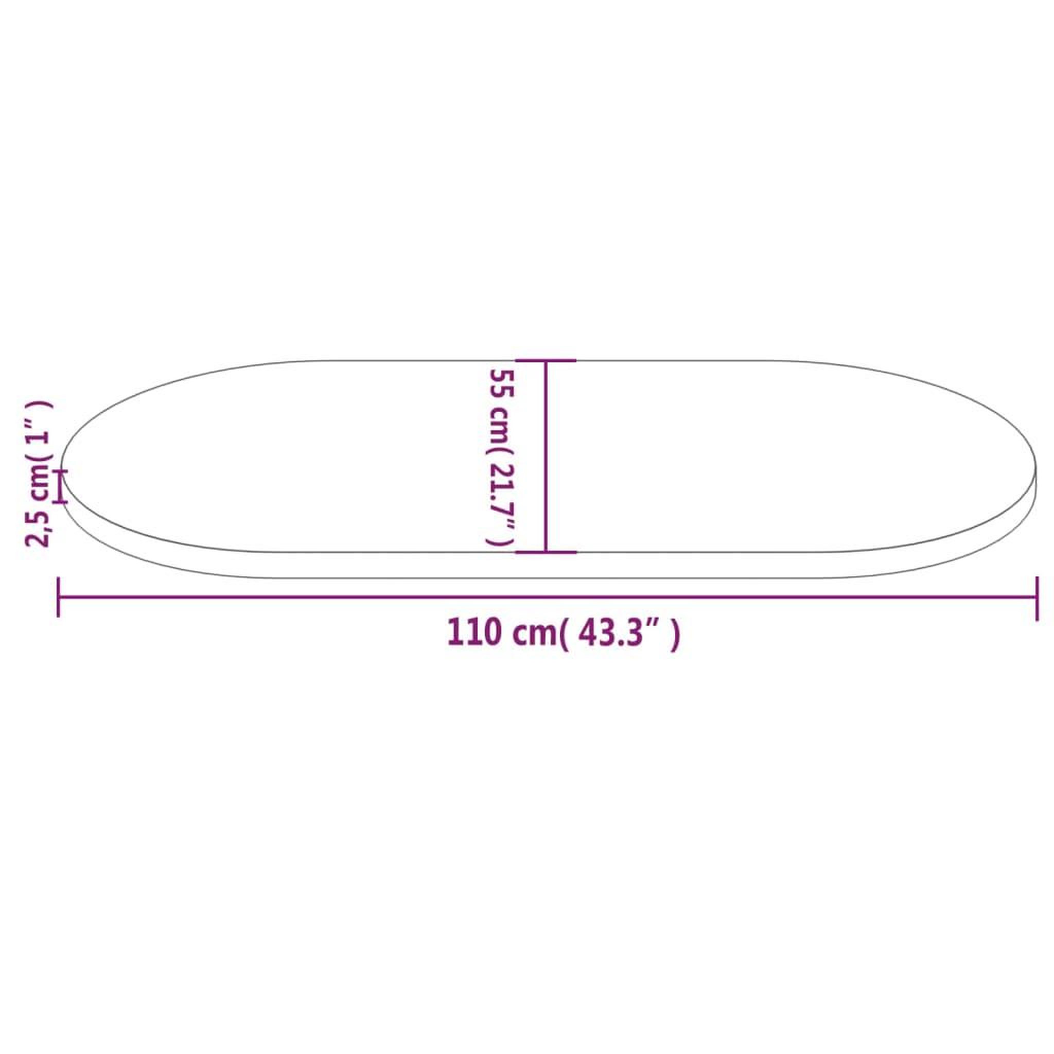 Voir la diapositive 6 : VIDAXL Dessus de table 110x55x2,5 cm bois de pin massif ovale