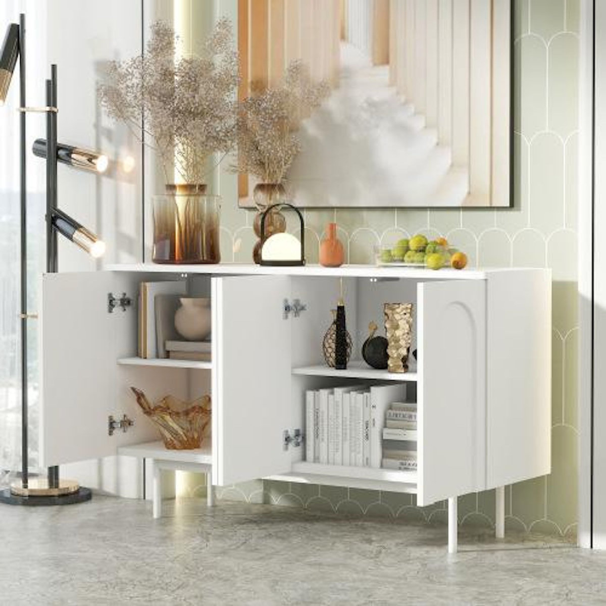 MERAX Buffet 4 porte(s) 0 tiroir(s) - 140 cm blanc mdf