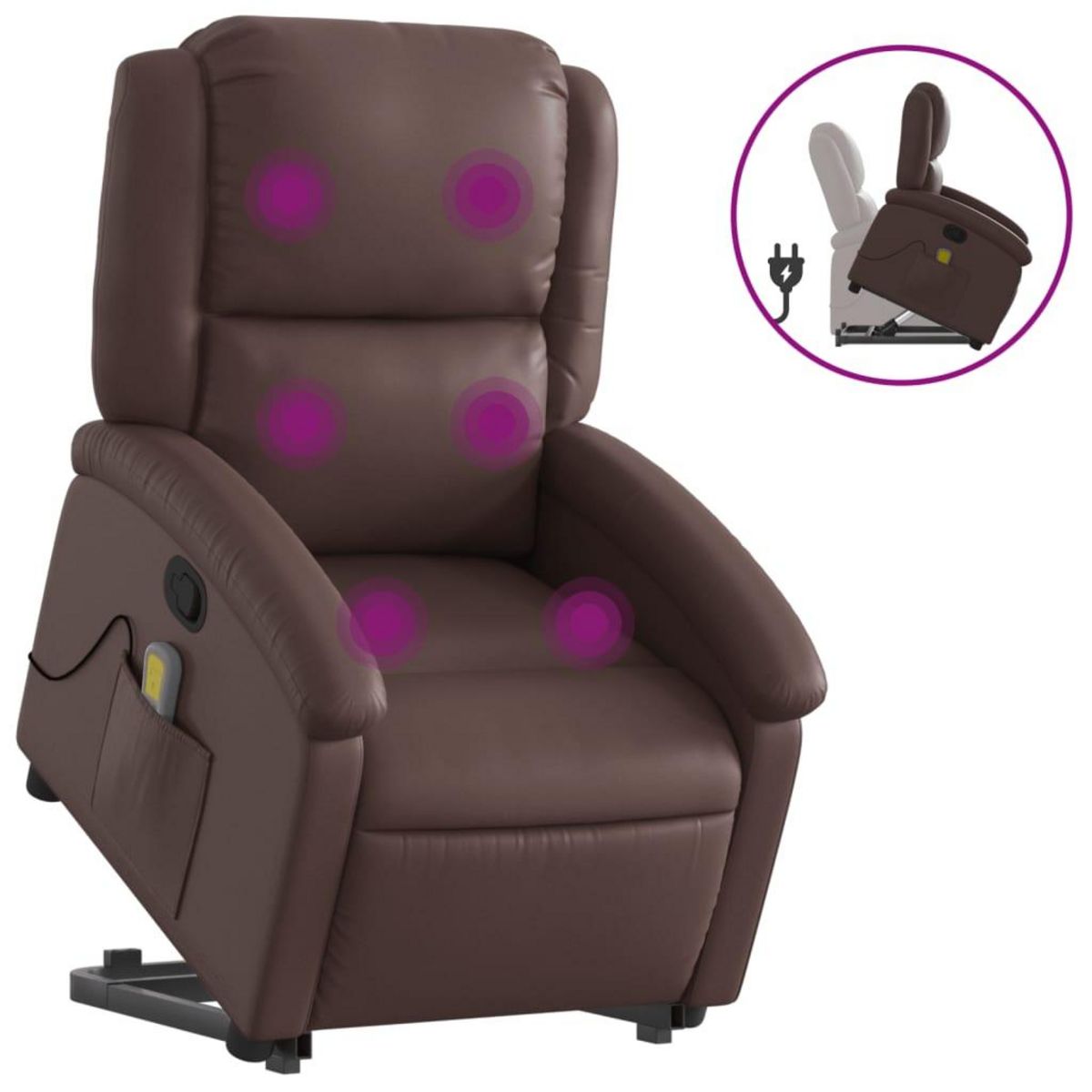 VIDAXL Fauteuil inclinable de massage Marron Similicuir