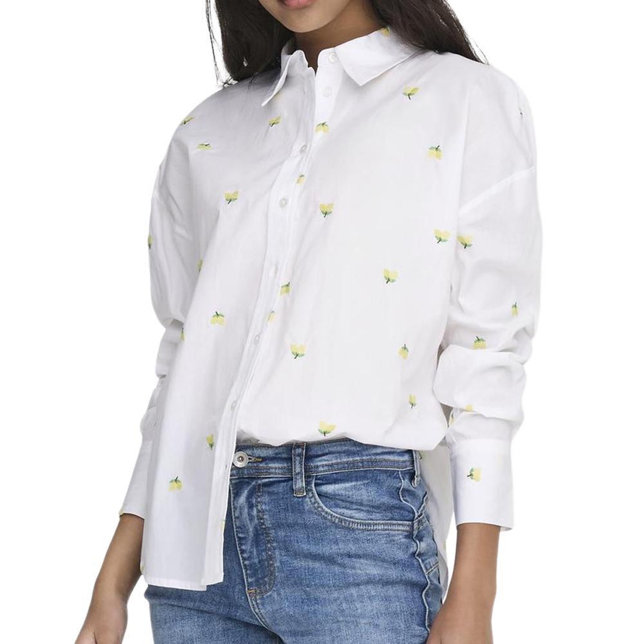 Voir la diapositive 1 : JACQUELINE DE YONG Chemise Blanche Brodés Citrons Femme Blanc JDY Nelly