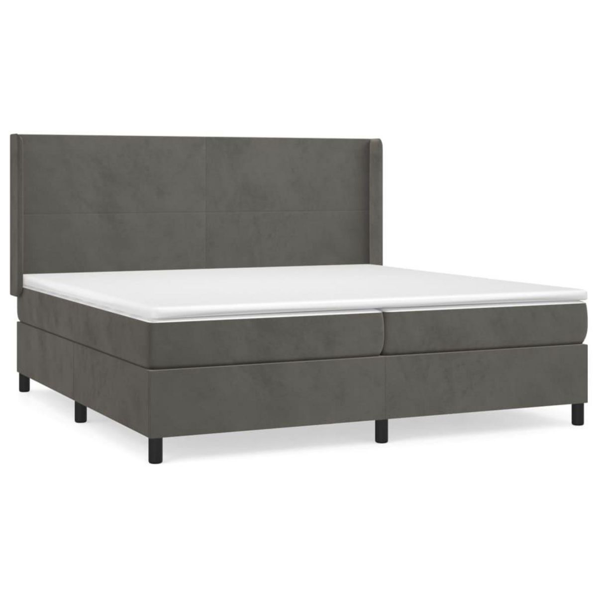 VIDAXL Sommier a lattes de lit et matelas Gris fonce 200x200cm Velours