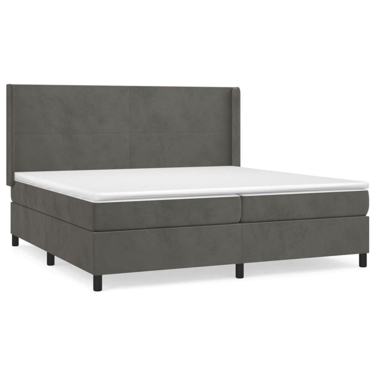 VIDAXL Sommier a lattes de lit et matelas Gris fonce 200x200cm Velours