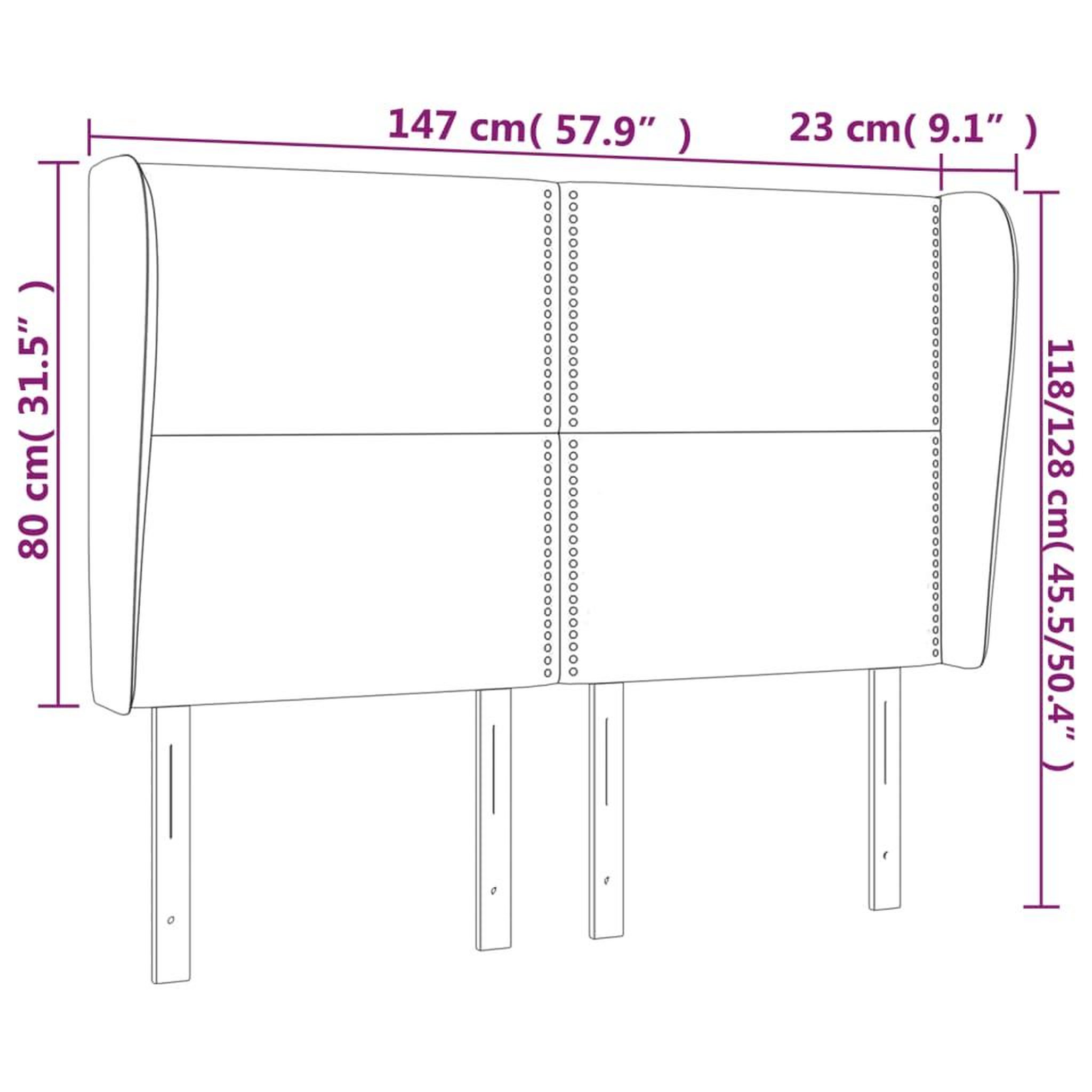 Voir la diapositive 6 : VIDAXL Tete de lit avec oreilles Noir 147x23x118/128 cm Tissu