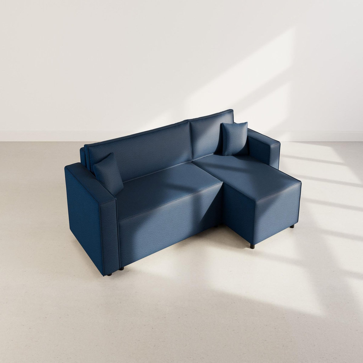 BEST MOBILIER Jonas - canapé d'angle réversible 4 places convertible avec coffre en tissu texturé