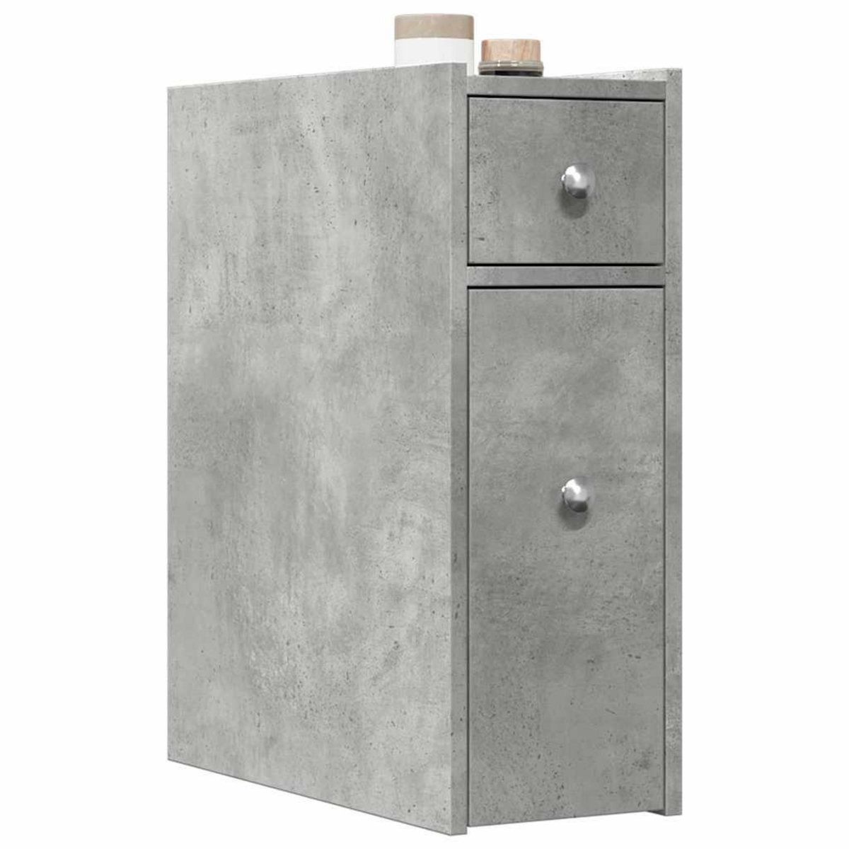 VIDAXL Armoire de salle de bain etroite avec roulettes gris beton