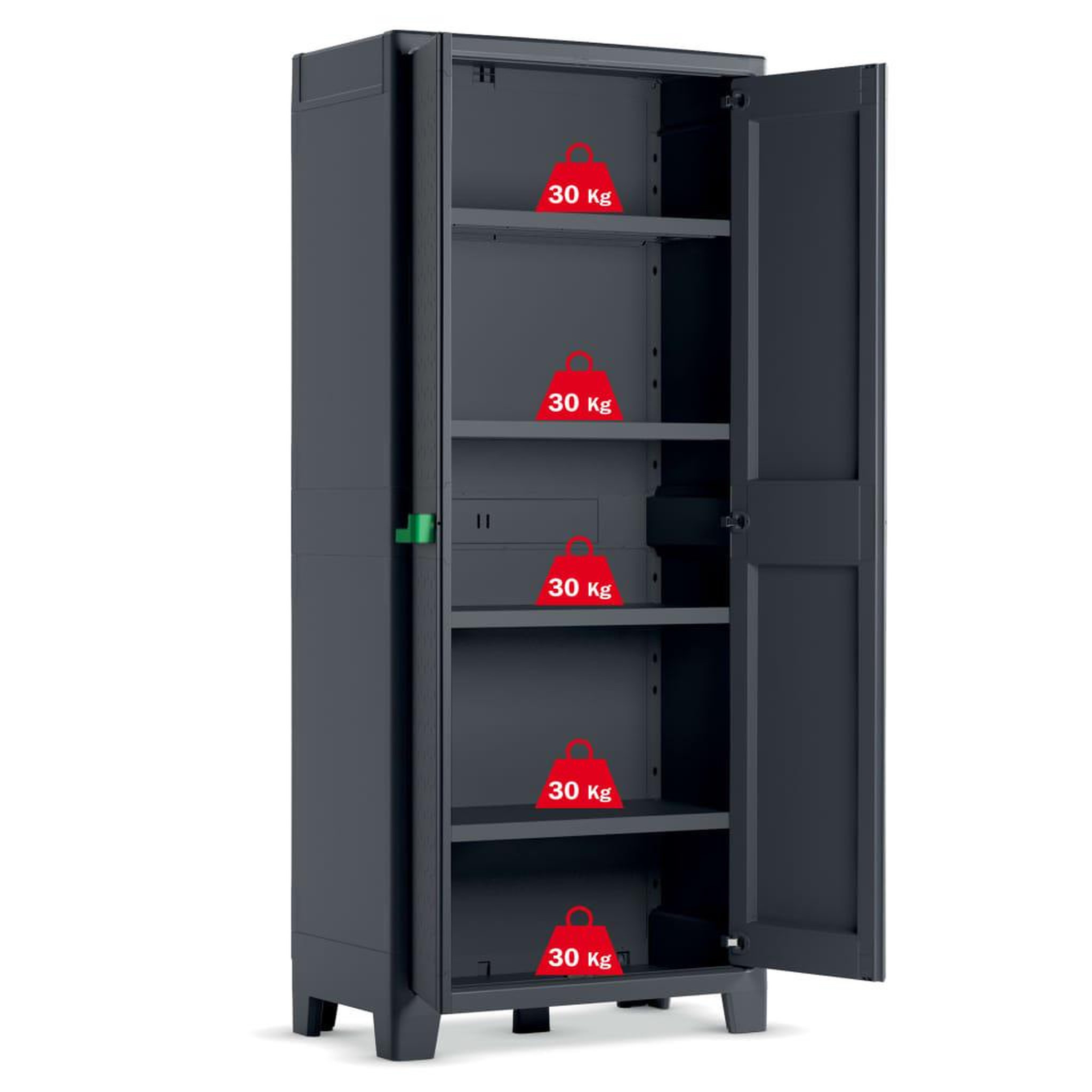 Voir la diapositive 3 : Keter Keter Armoire de rangement avec etageres Moby Gris graphite 182 cm