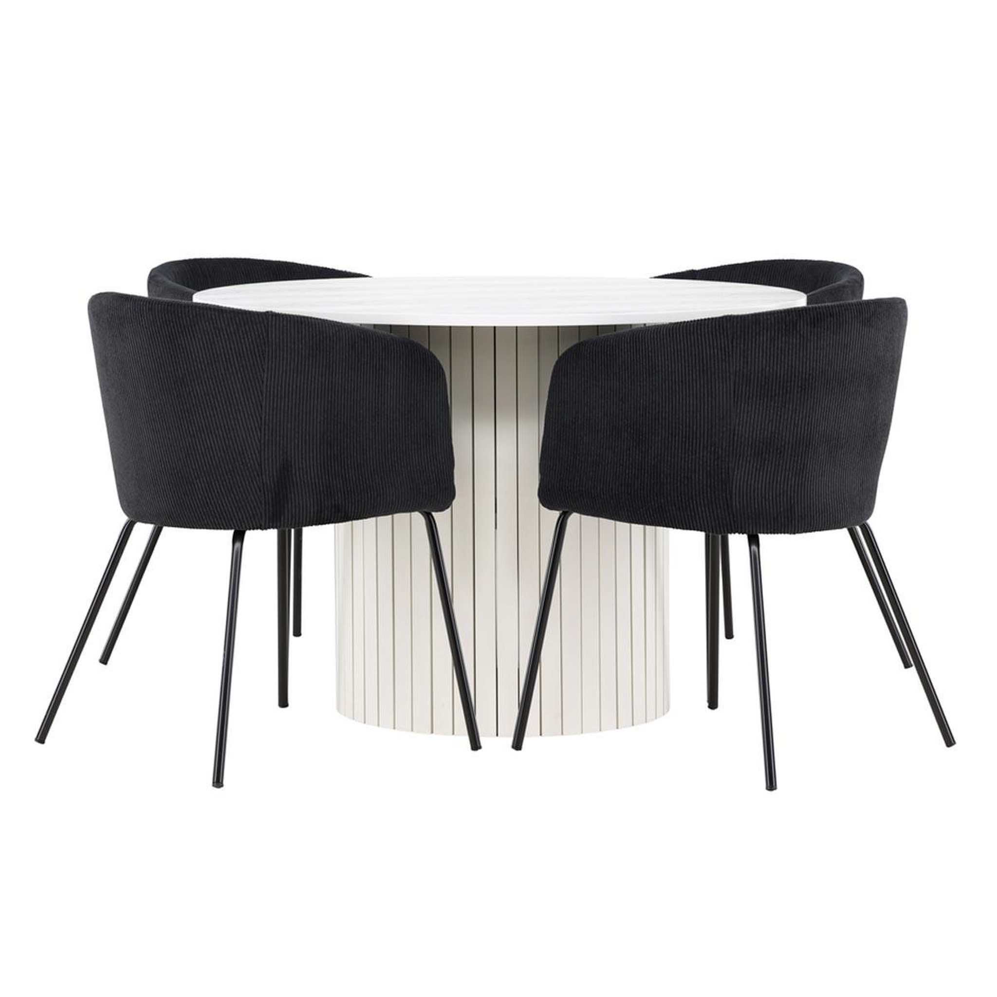 Paris Prix Ensemble table à manger & 4 chaises  haron & berit  110cm blanc & noir