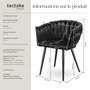 Voir la diapositive 6 : tectake Lot de chaises de salle à manger rembourrée avec revêtement en velours et design noué noir Lot de 2