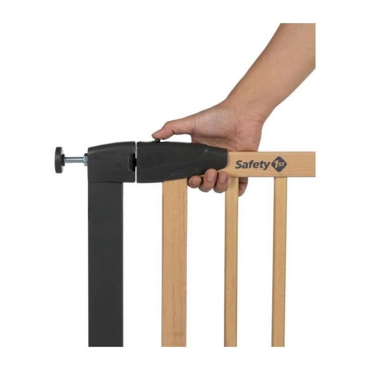SAFETY FIRST SAFETY 1ST SIMPLY CLOSE WOOD & META, Pression, 73-80 cm (Max. 94cm), sans vis ni perçage, Ouverture d'une Main, Bois et Graphit