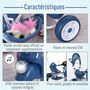 Voir la diapositive 5 : HOMCOM Tricycle enfants évolutif canne, pare-soleil pliable amovible effets lumineux sonores métal blanc PP bleu