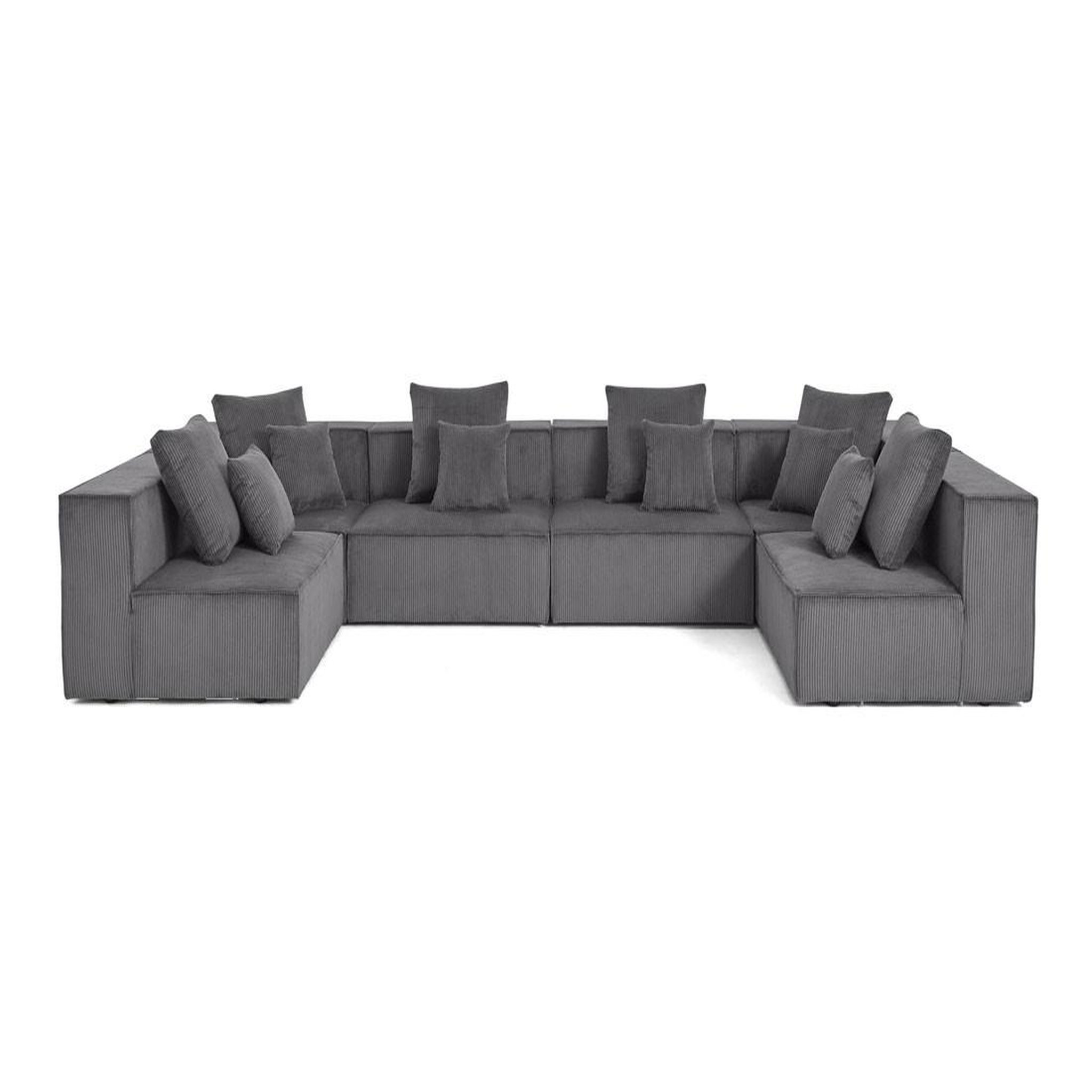 Voir la diapositive 1 : BEST MOBILIER Colombine - canapé modulable panoramique - 7 places - en velours côtelé