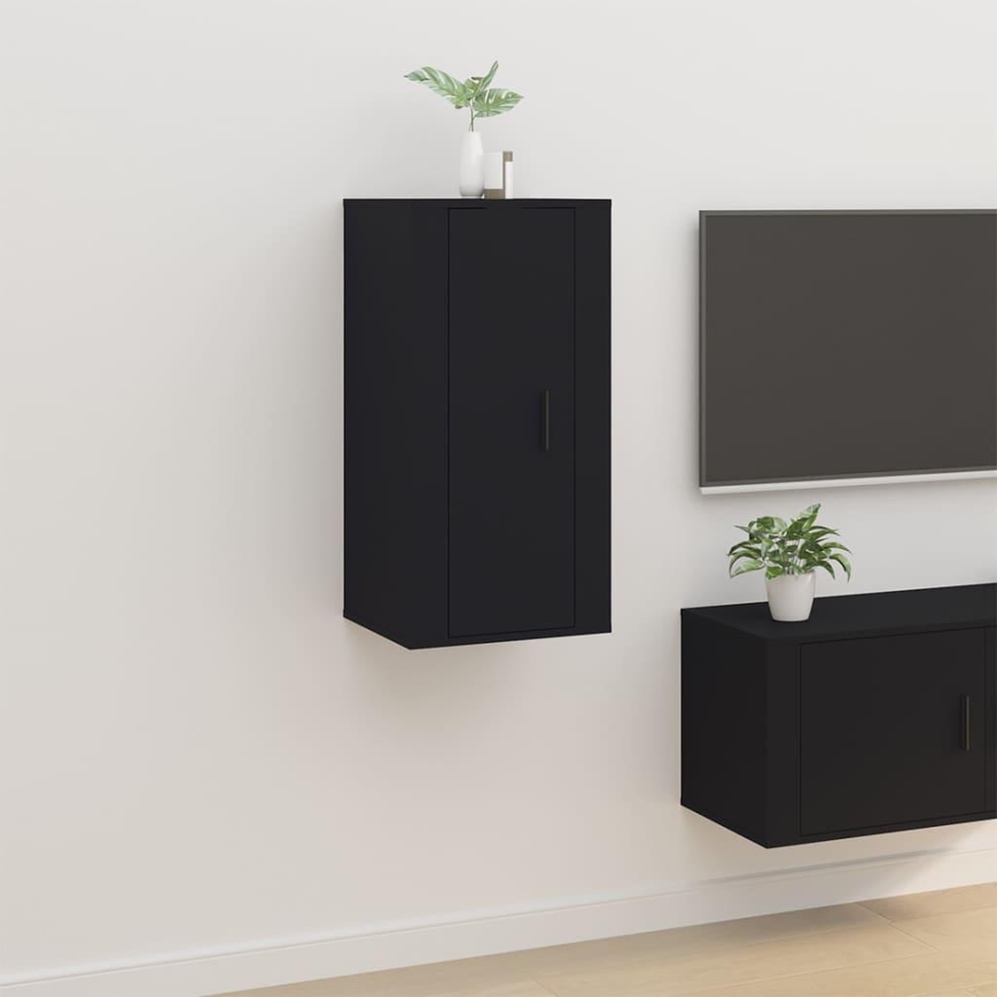 Voir la diapositive 1 : VIDAXL Meuble TV mural Noir 40x34,5x80 cm