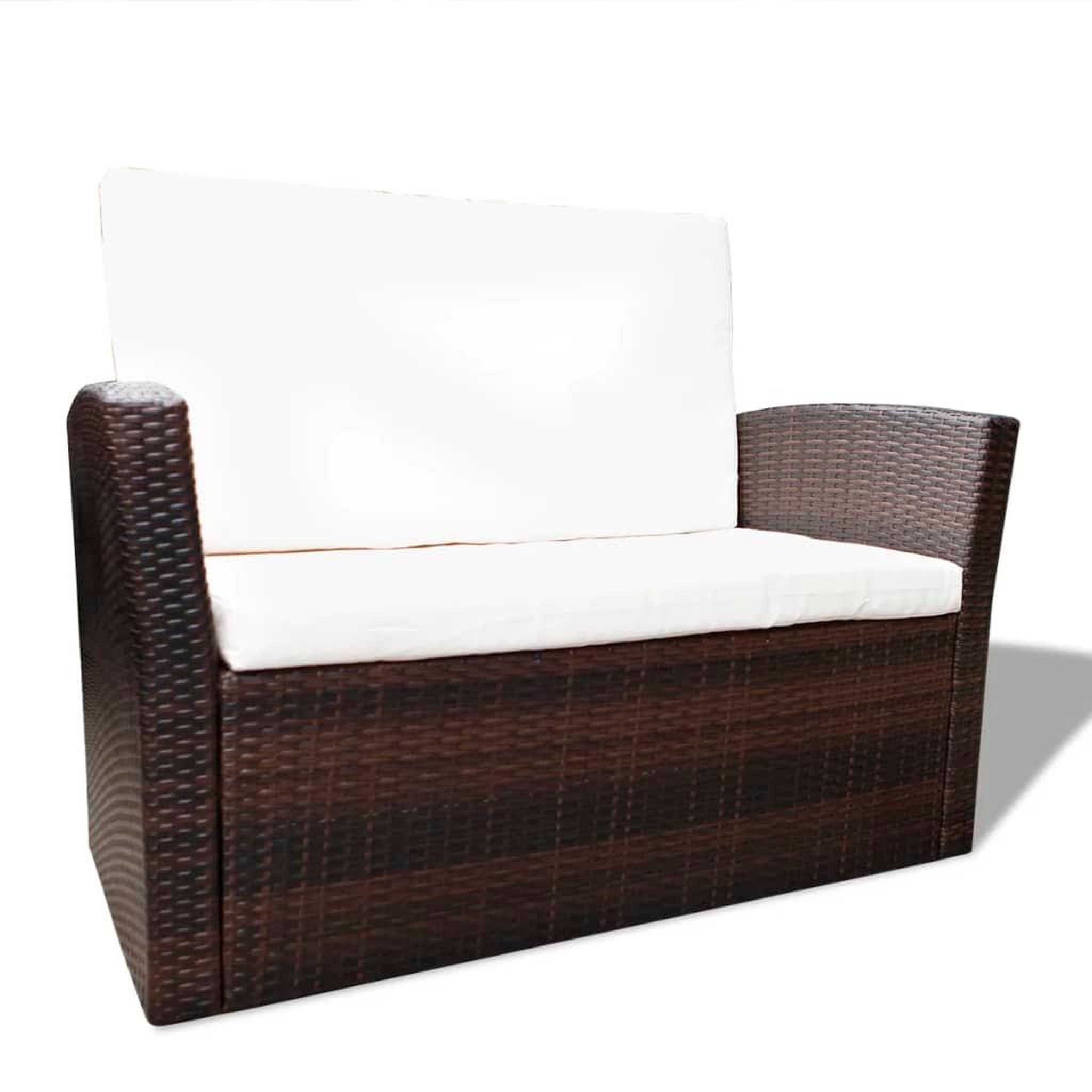 Voir la diapositive 4 : VIDAXL Salon de jardin 4 pcs avec coussins Resine tressee Marron