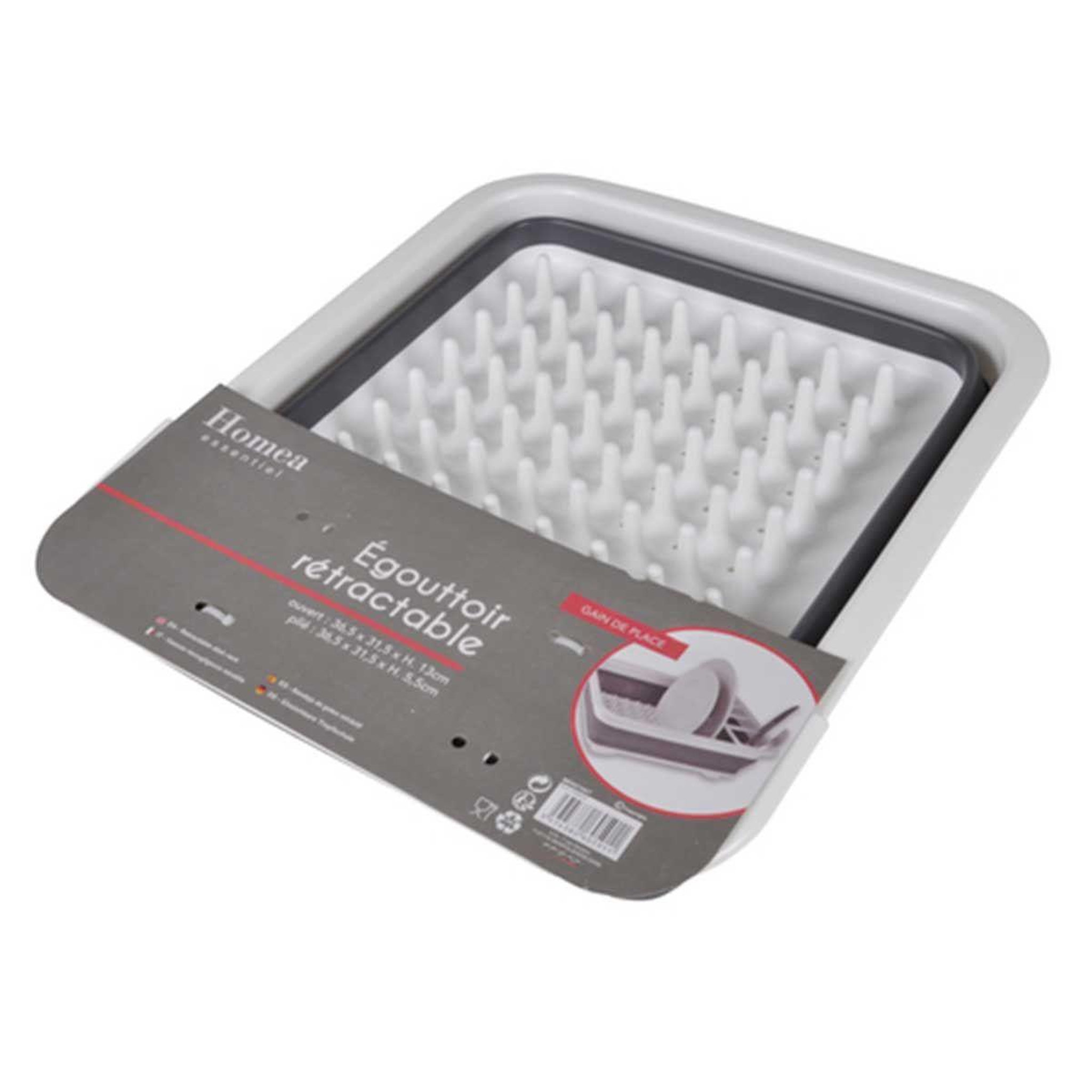Voir la diapositive 2 : HOMEA Égouttoir à Vaisselle  Rétractable  36cm Anthracite