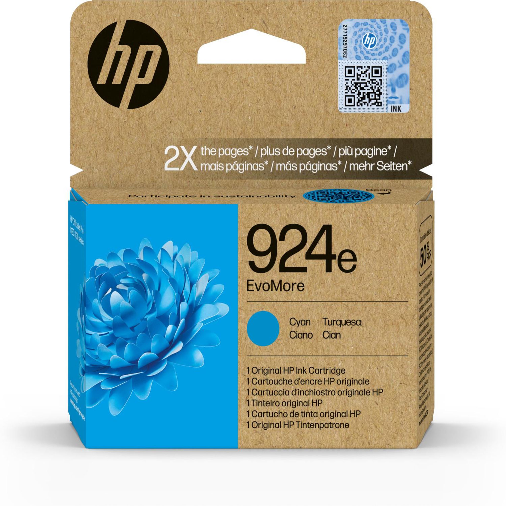HP Hp 924e cartouche d'encre authentique cyan evomore