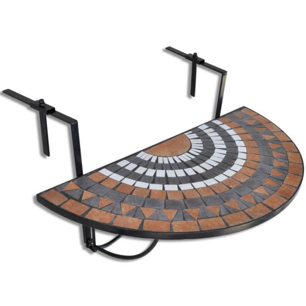 VIDAXL Table suspendue de balcon Terre cuite et blanc Mosaïque