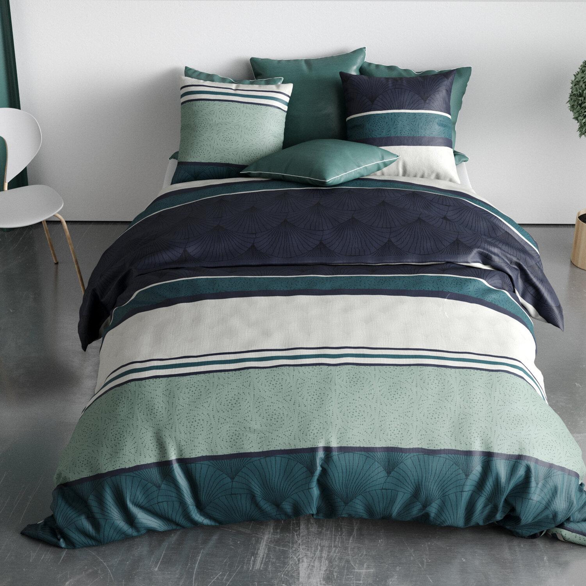 Voir la diapositive 4 : ATELIER DU COTON Parure housse de couette 100% coton 57 fils antika