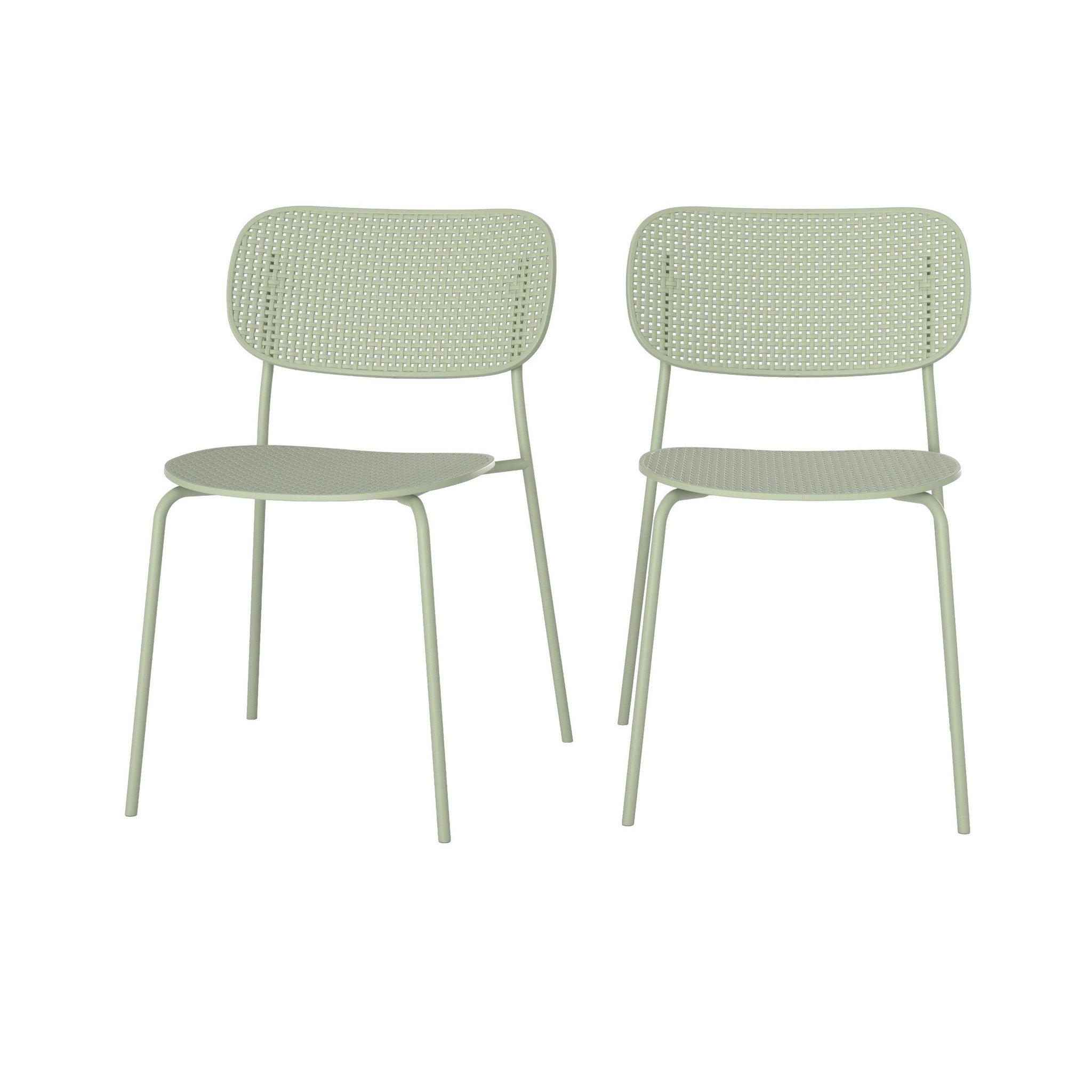 MAISON PAVANE Lot de 2 chaises de jardin empilables en plastique vert pastel-géa