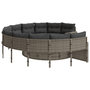 Voir la diapositive 4 : VIDAXL Canape de jardin avec coussins rond gris resine tressee