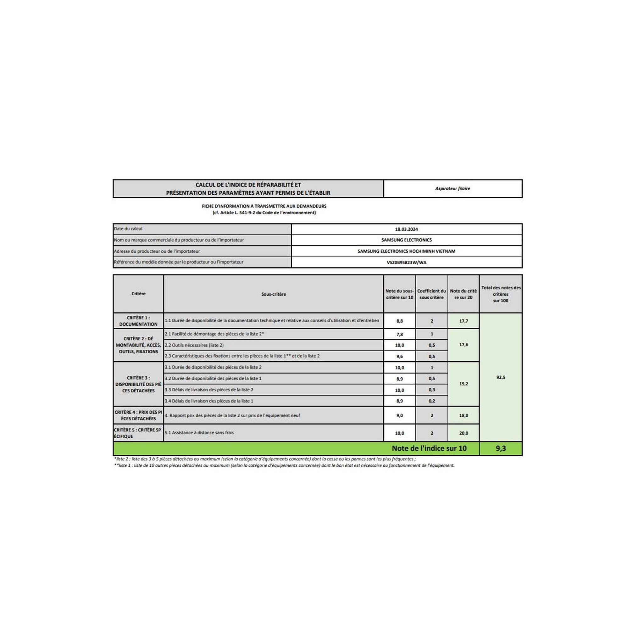 Voir la diapositive 3 : Samsung Aspirateur balai sans fil 25.2v 580w blanc - vs20b95823w