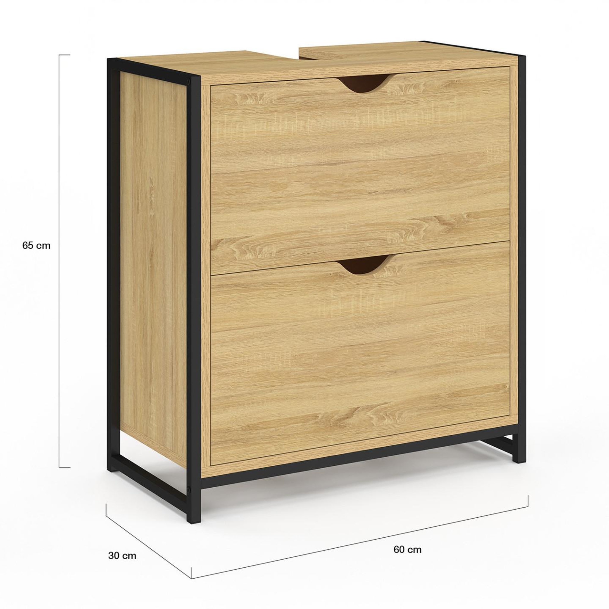 Voir la diapositive 4 : ID MARKET Meuble sous lavabo salle de bain 2 tiroirs detroit design industriel