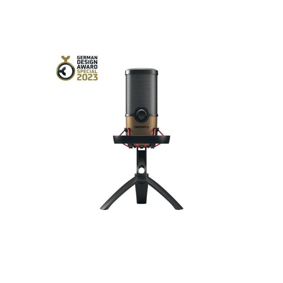 Cherry Microphone Cherry Microphone avec eclairage RGB cardioide pour streaming, podcasts