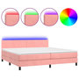 Voir la diapositive 2 : VIDAXL Sommier a lattes de lit avec matelas LED Rose 200x200cm Velours