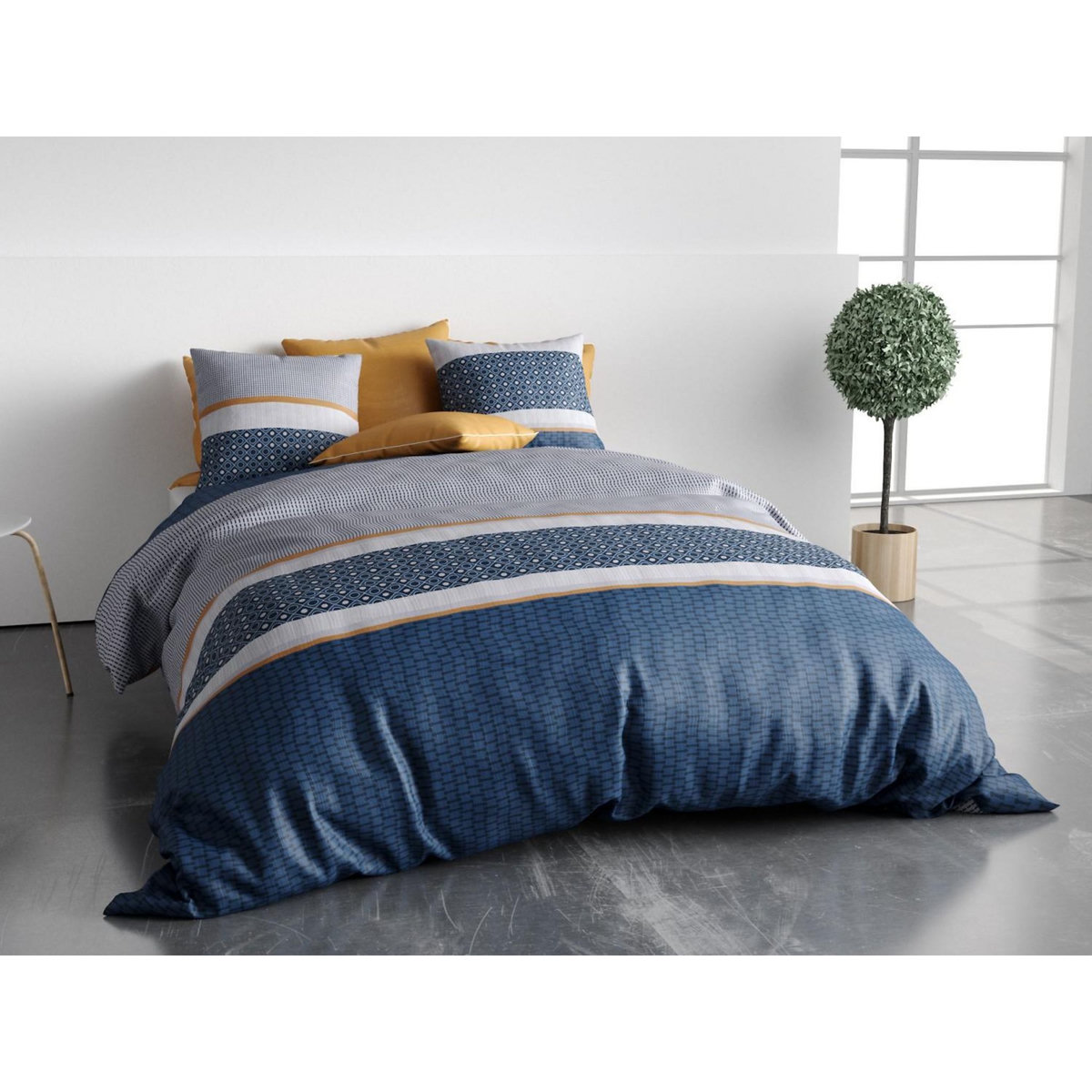 ATELIER DU COTON Parure housse de couette 100% coton 57 fils zante