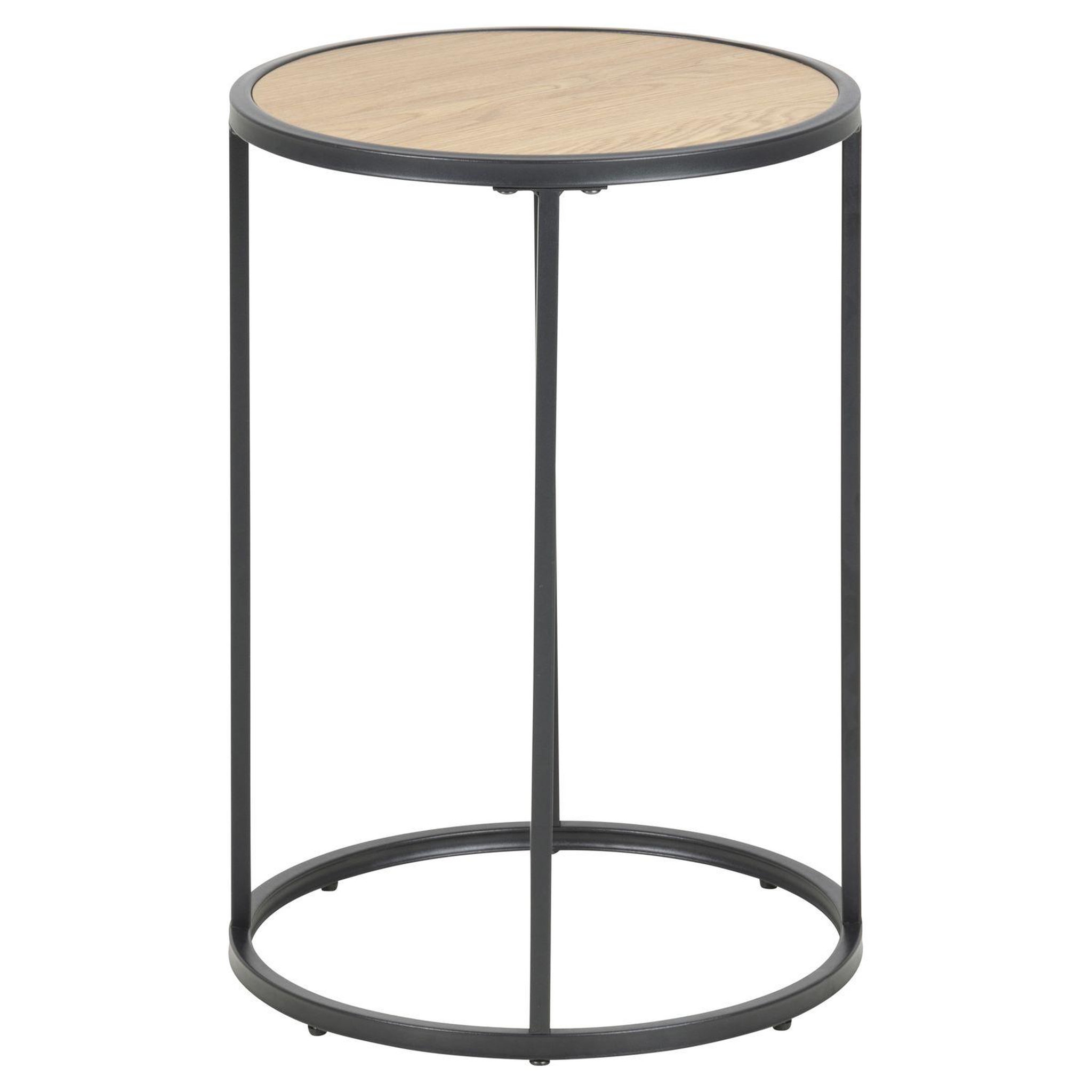 Voir la diapositive 3 : TOILINUX Table d'appoint ou bout de canapé rond en mdf et métal diam.40cm - beige et noir