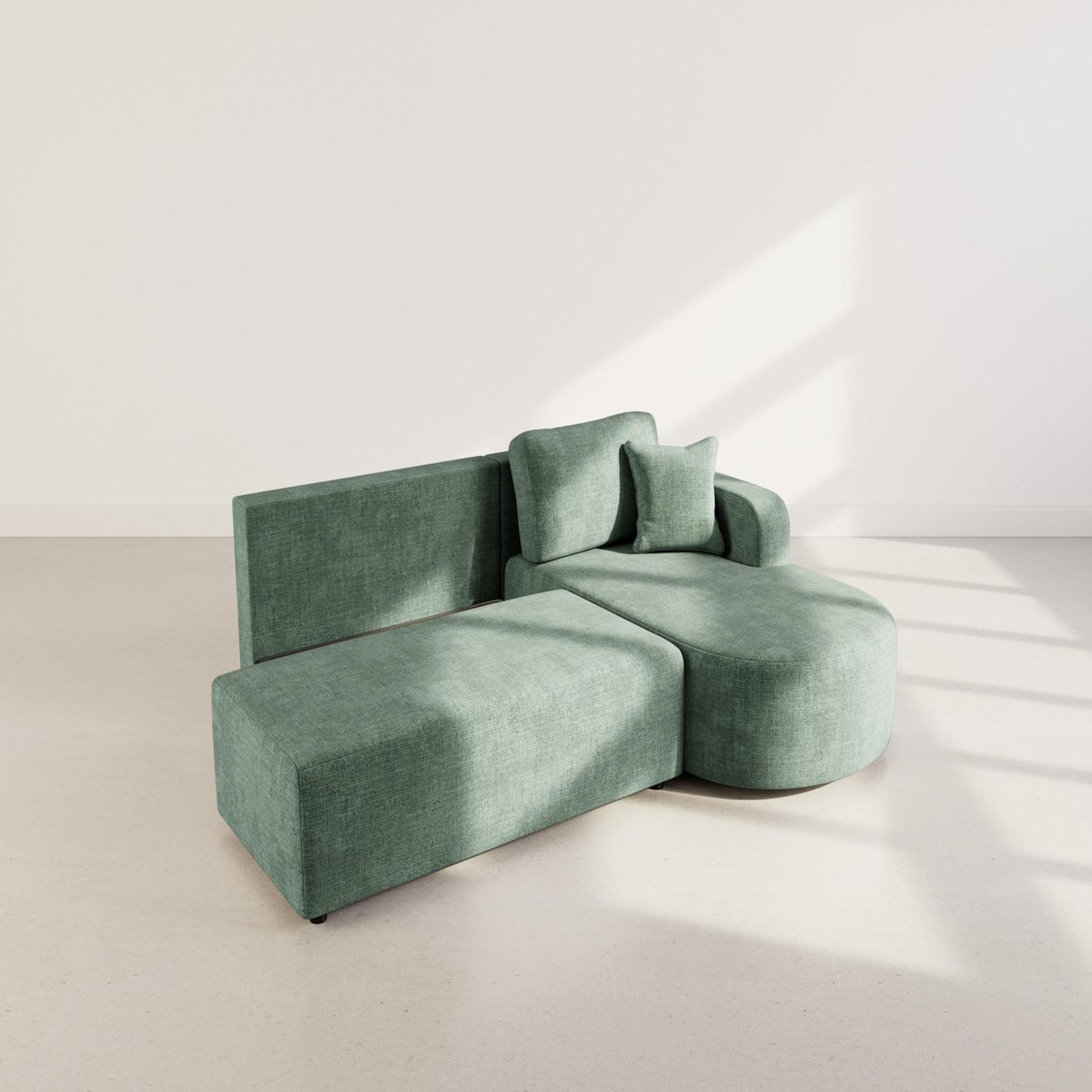 BEST MOBILIER Miro - canapé d'angle droit 4 places convertible avec coffre en velours texturé