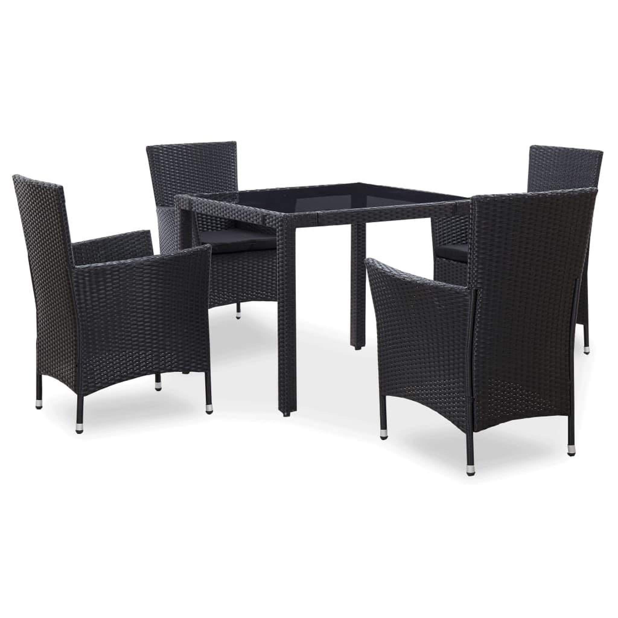 Voir la diapositive 1 : VIDAXL Ensemble a manger d'exterieur 5 pcs Resine tressee Noir