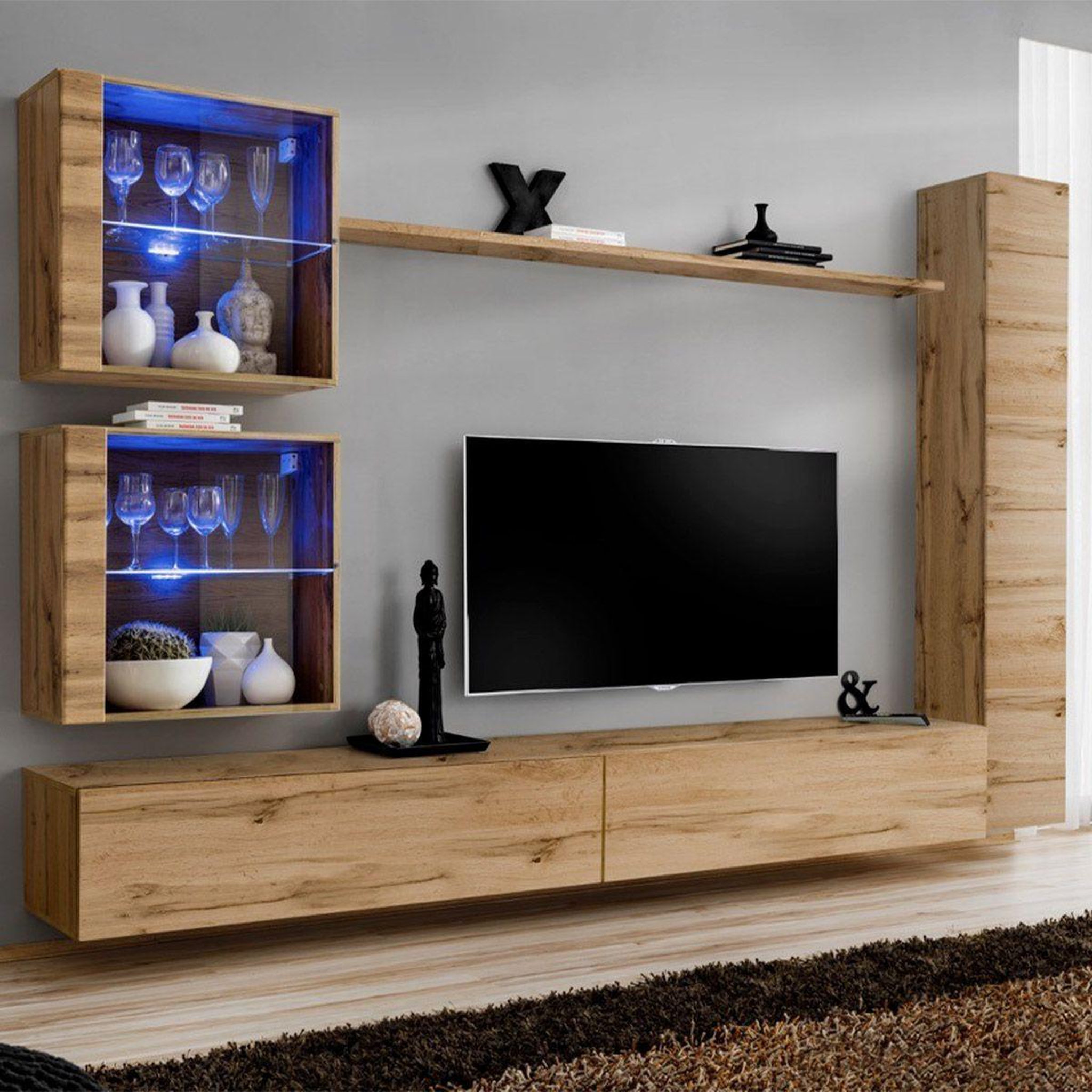 Paris Prix Meuble tv mural design  switch xviii  280cm naturel