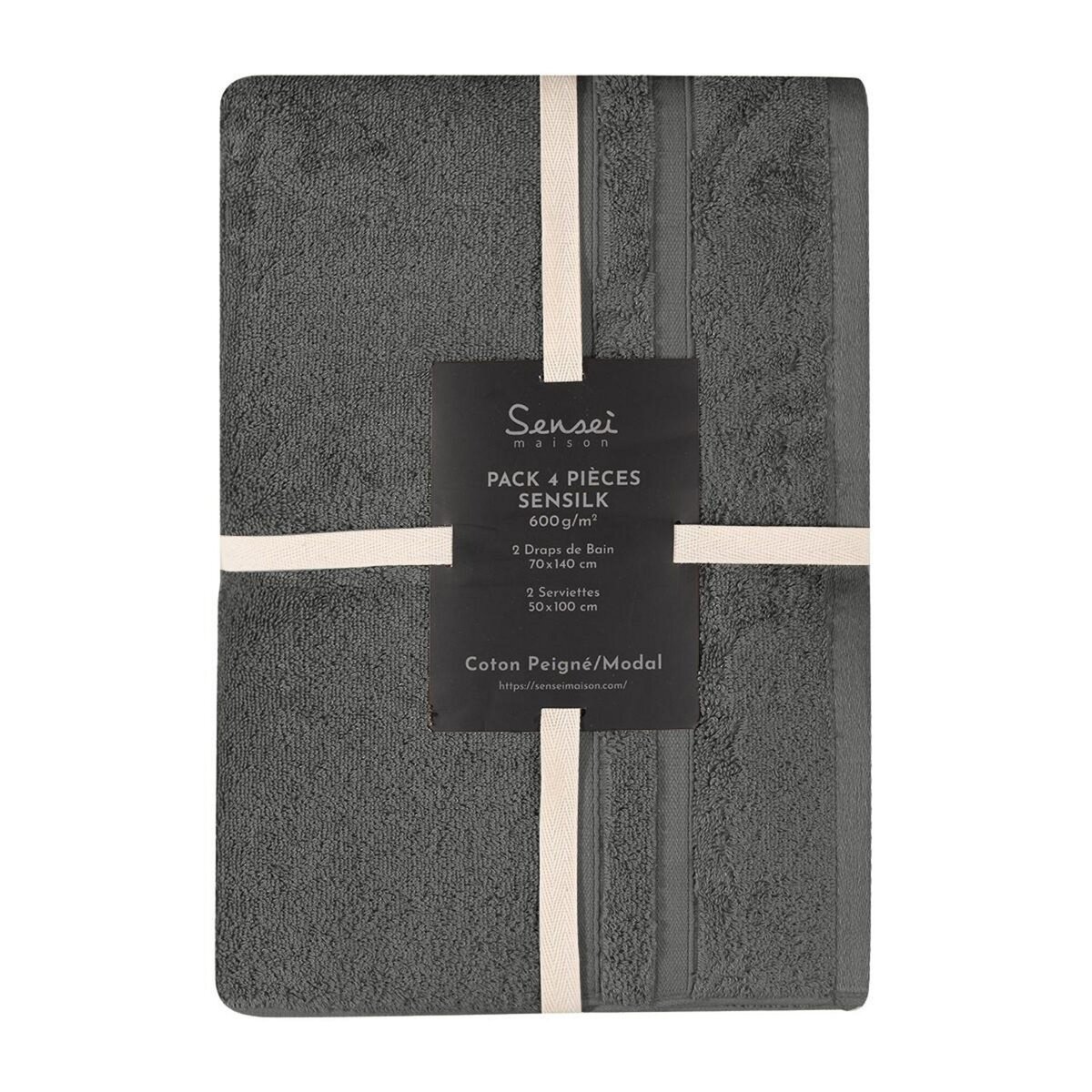 Sensei Maison Ensemble de bain 4 pièces 600 g/m² SENSILK