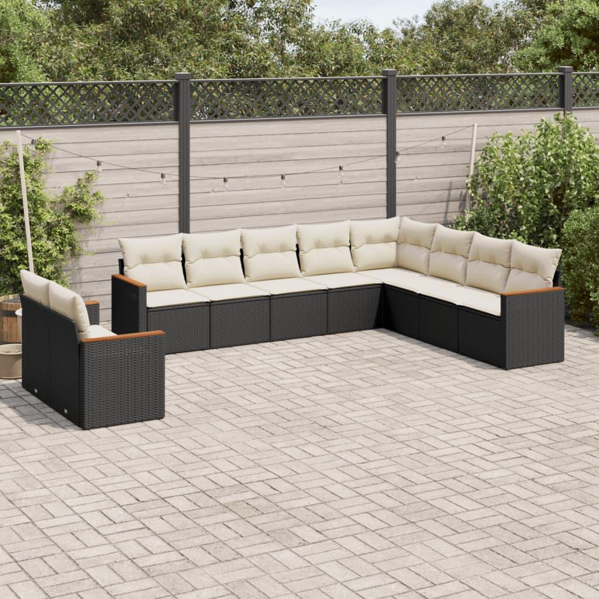 VIDAXL Salon de jardin 10 pcs avec coussins noir resine tressee