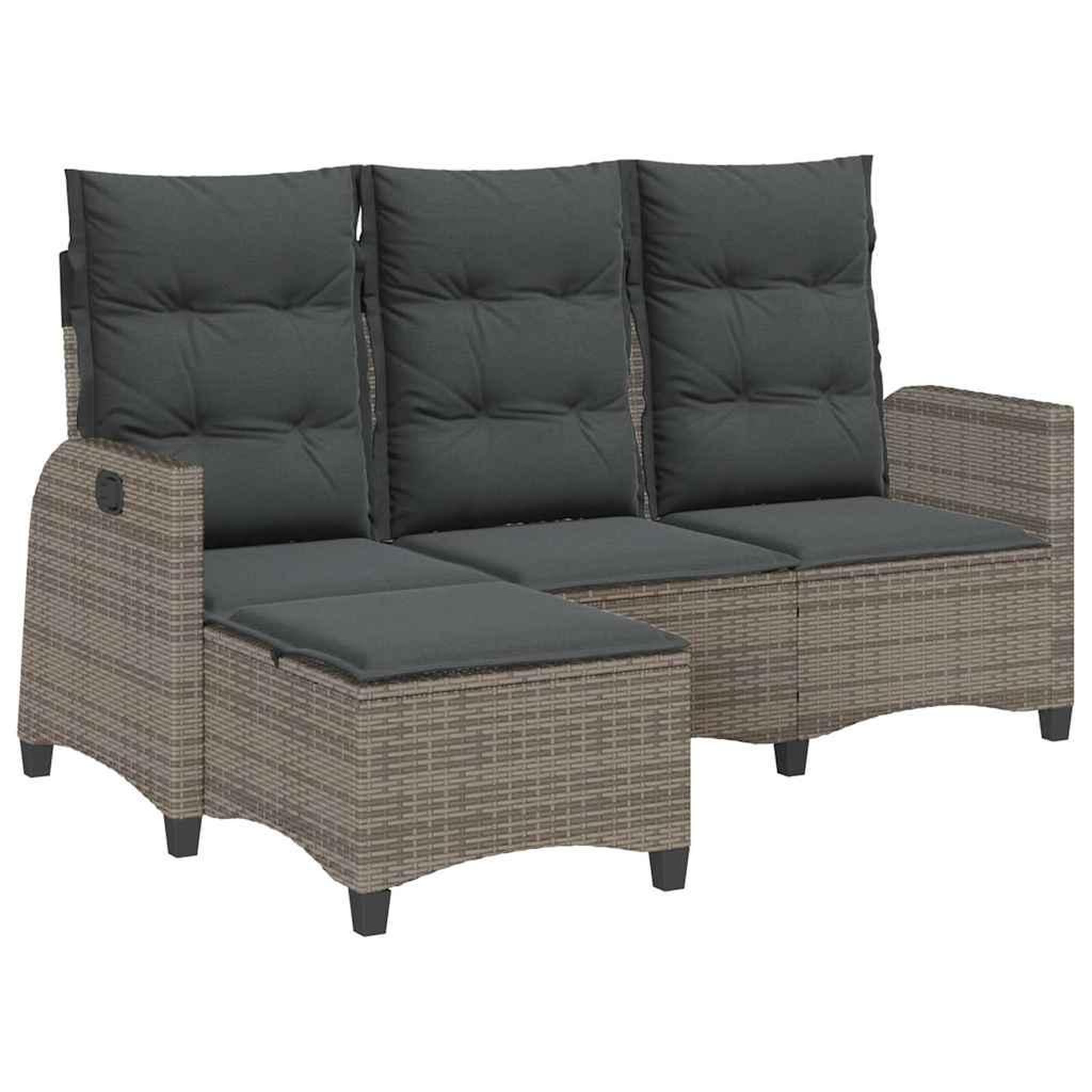 Voir la diapositive 2 : VIDAXL Canape de jardin inclinable coussins forme de L gris polyrotin