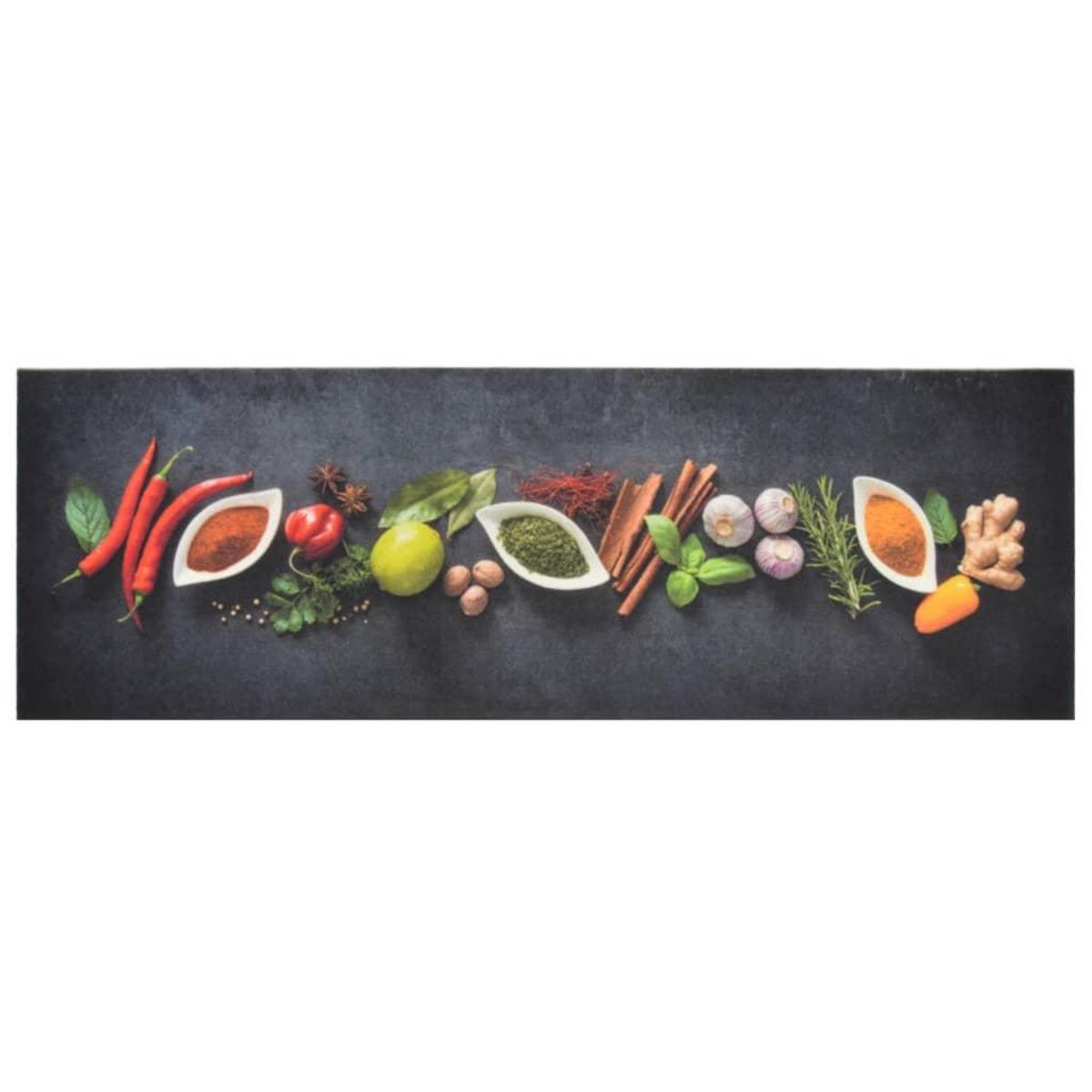 VIDAXL Tapis de cuisine lavable impression d'epices 60x180 cm velours